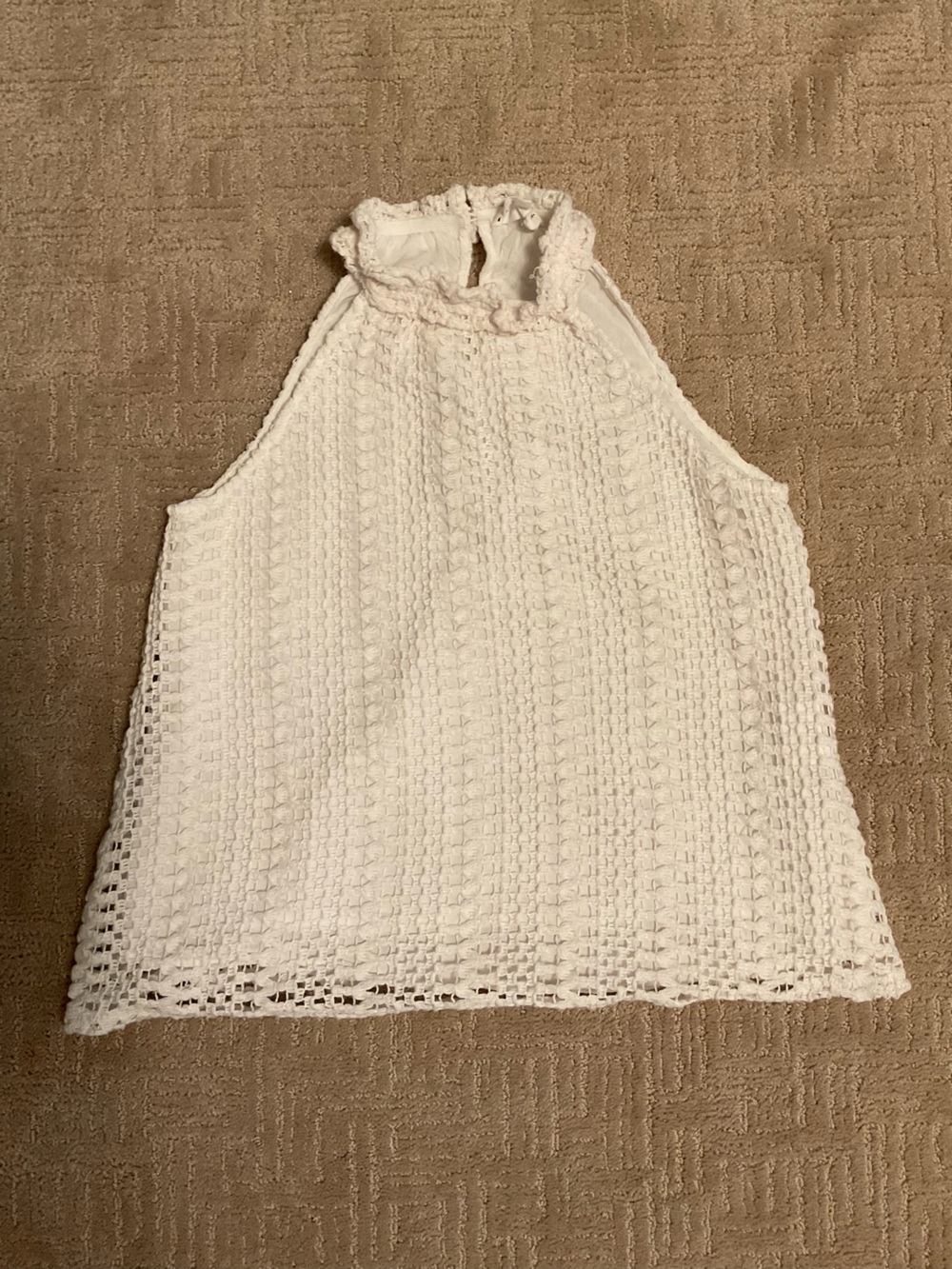 🇫🇷🌿 Sezane Cream Crochet Knit Halter Top XS Luxury Minimalist Classic Timeless